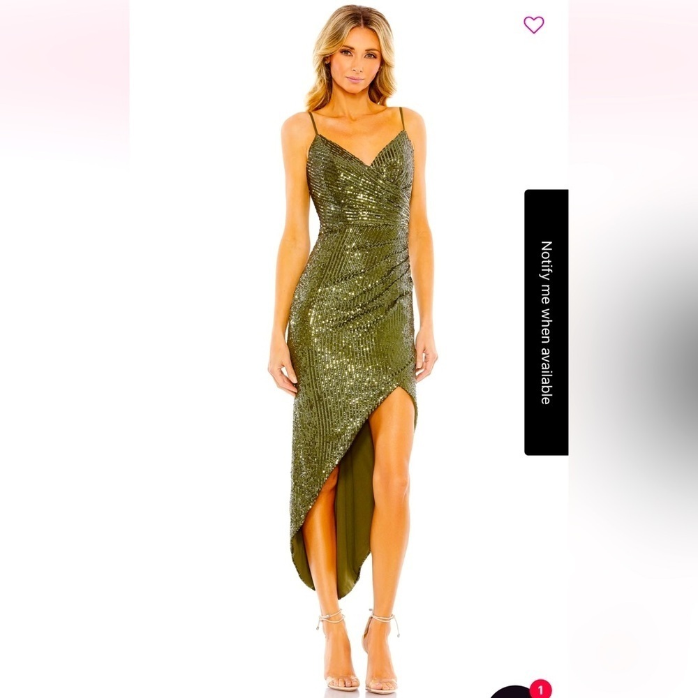 Mac Duggal 11272 Elegant Olive Green Sequin Dress